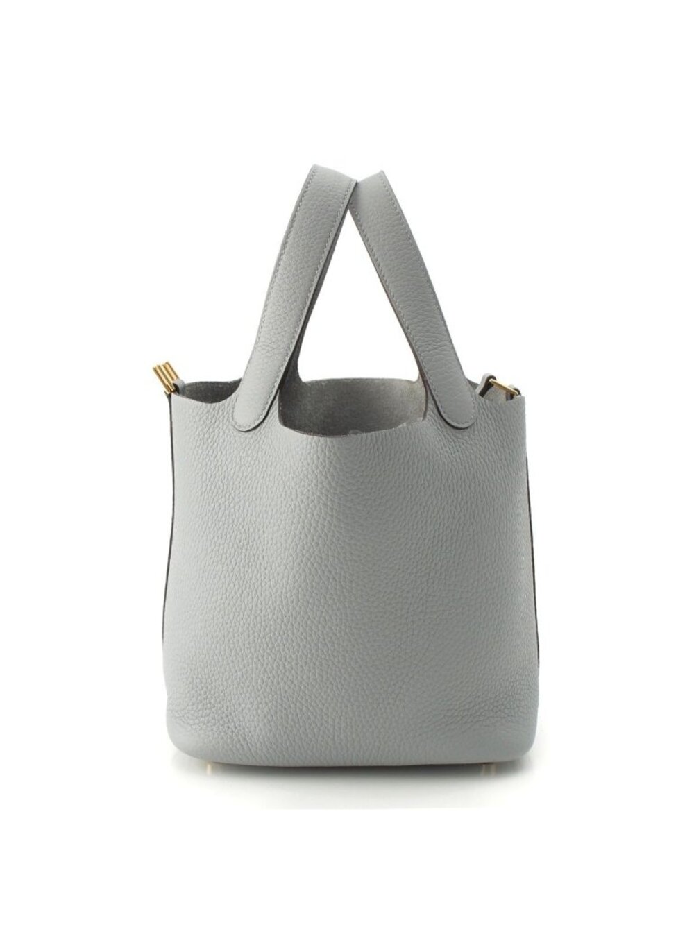 Hermes Picotin Lock 18 PM Taurillon Clemence Handbag Gray Pantin Gold